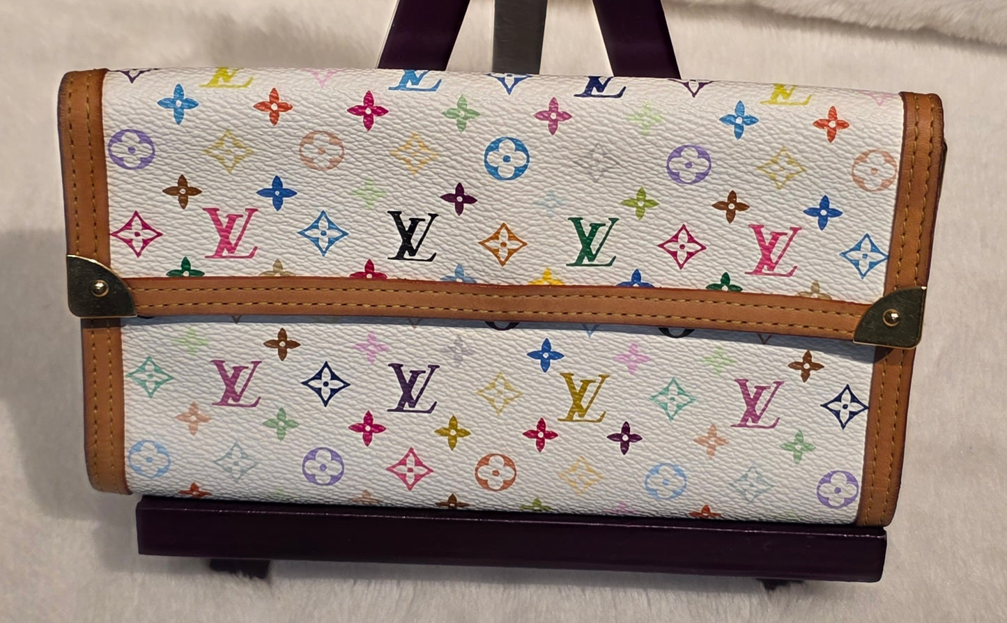 Authentic Louis Vuitton Multicolor Blanc Porte Tresor Wallet