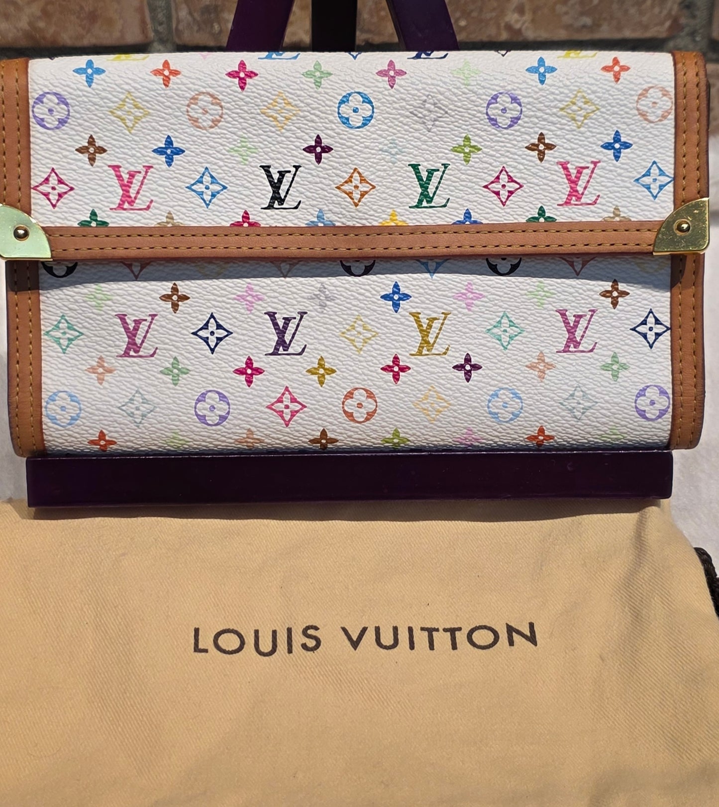 Authentic Louis Vuitton Multicolor Blanc Porte Tresor Wallet