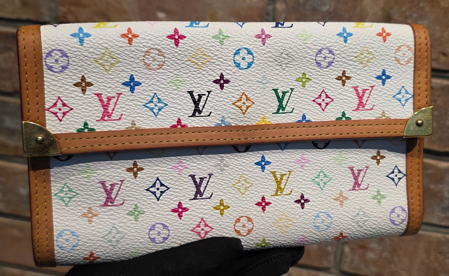 Authentic Louis Vuitton Multicolor Blanc Porte Tresor Wallet