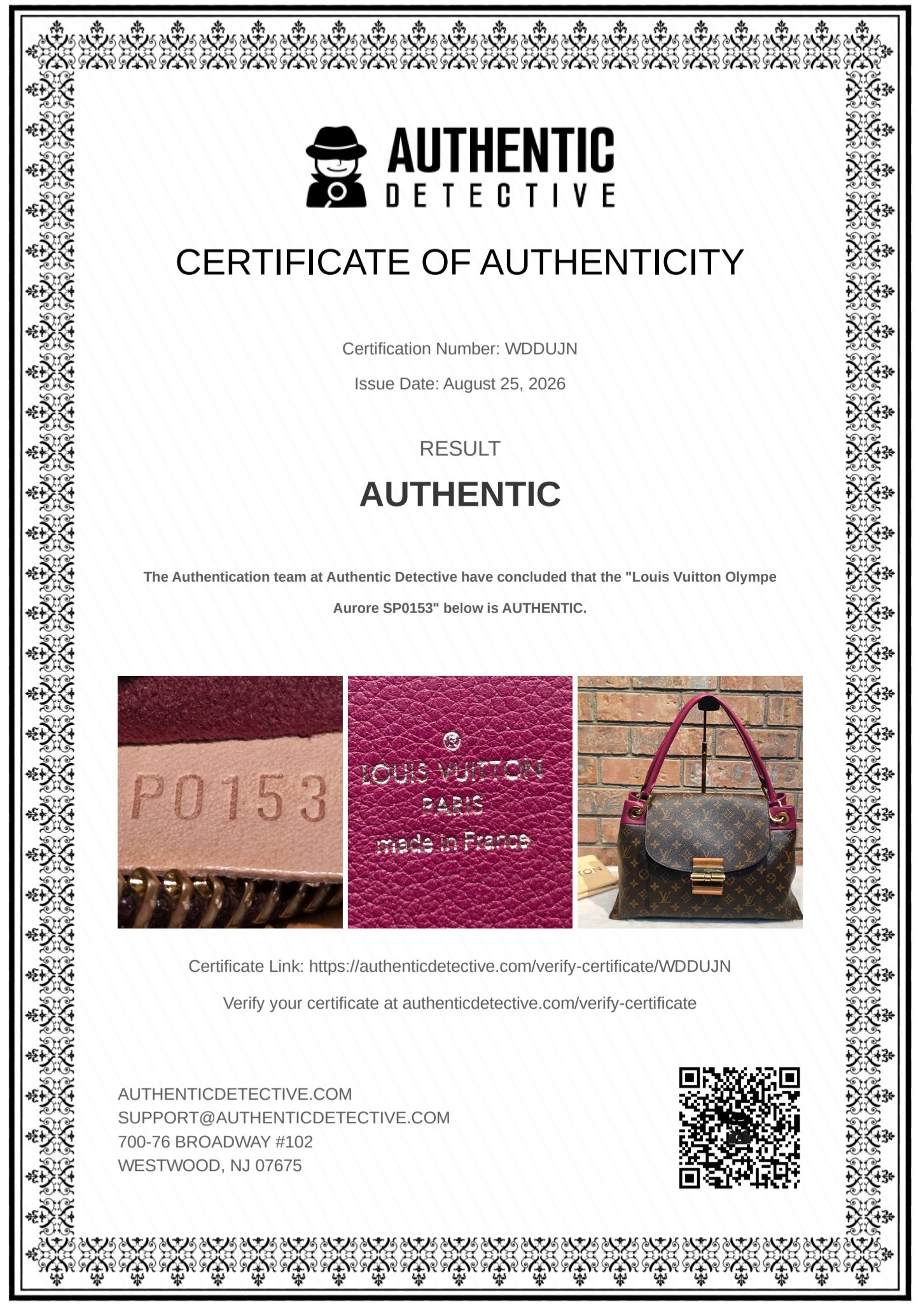Authentic Louis Vuitton Olympe in Aurore