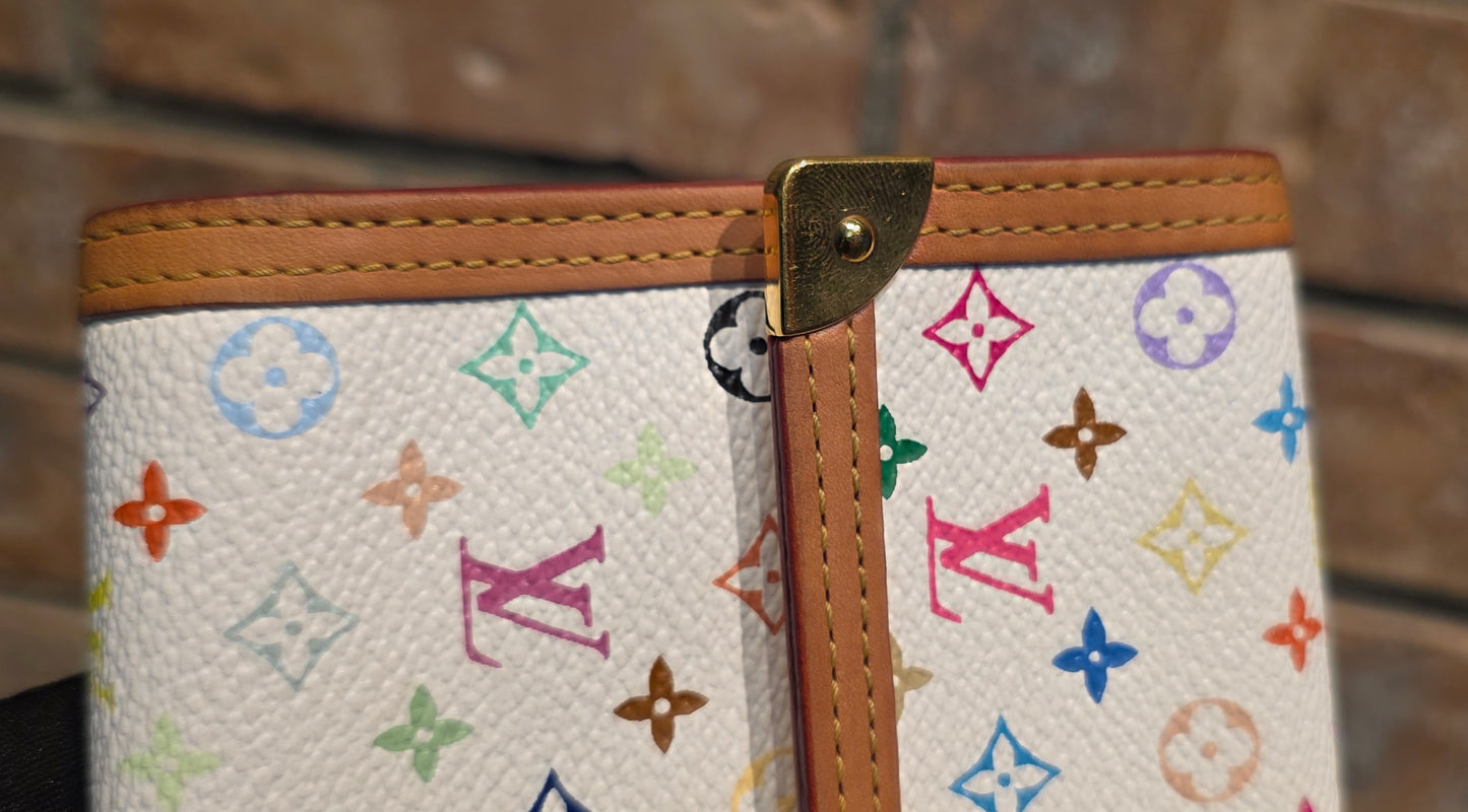 Authentic Louis Vuitton Multicolor Blanc Porte Tresor Wallet