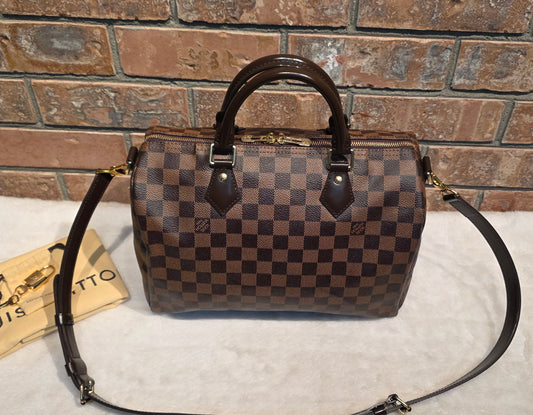 Authentic Louis Vuitton Speedy Bandouliere 30 Damier Ebene