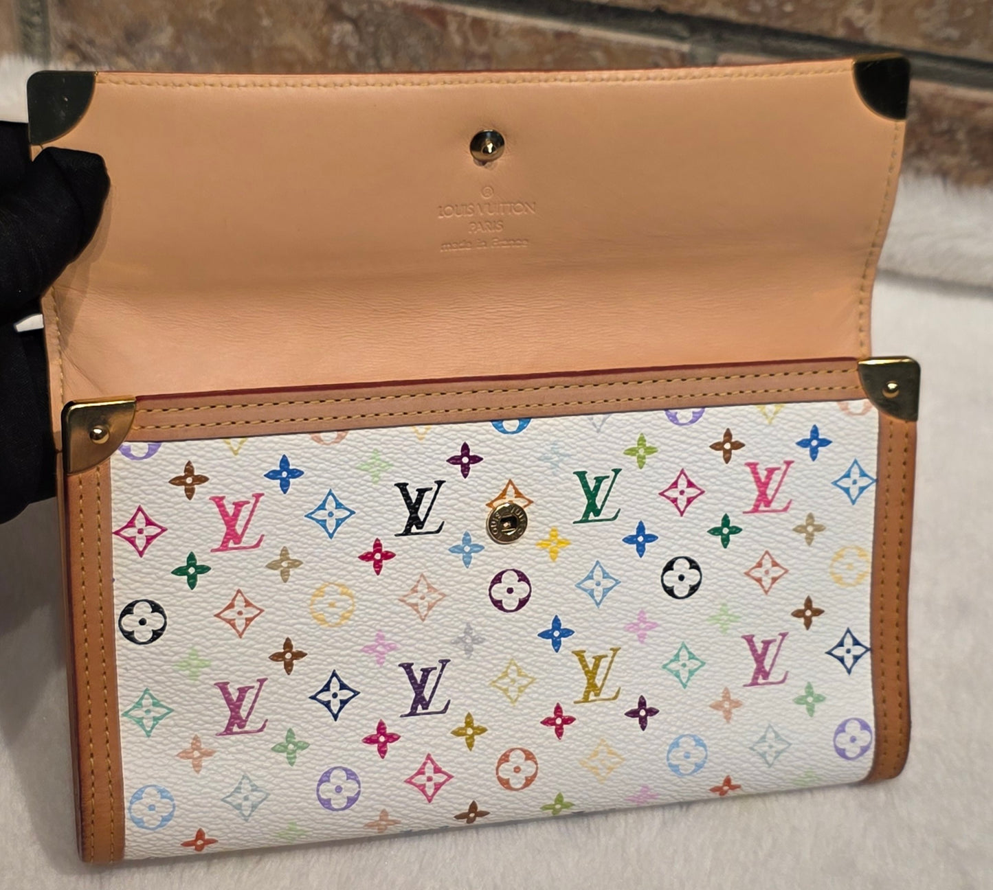 Authentic Louis Vuitton Multicolor Blanc Porte Tresor Wallet