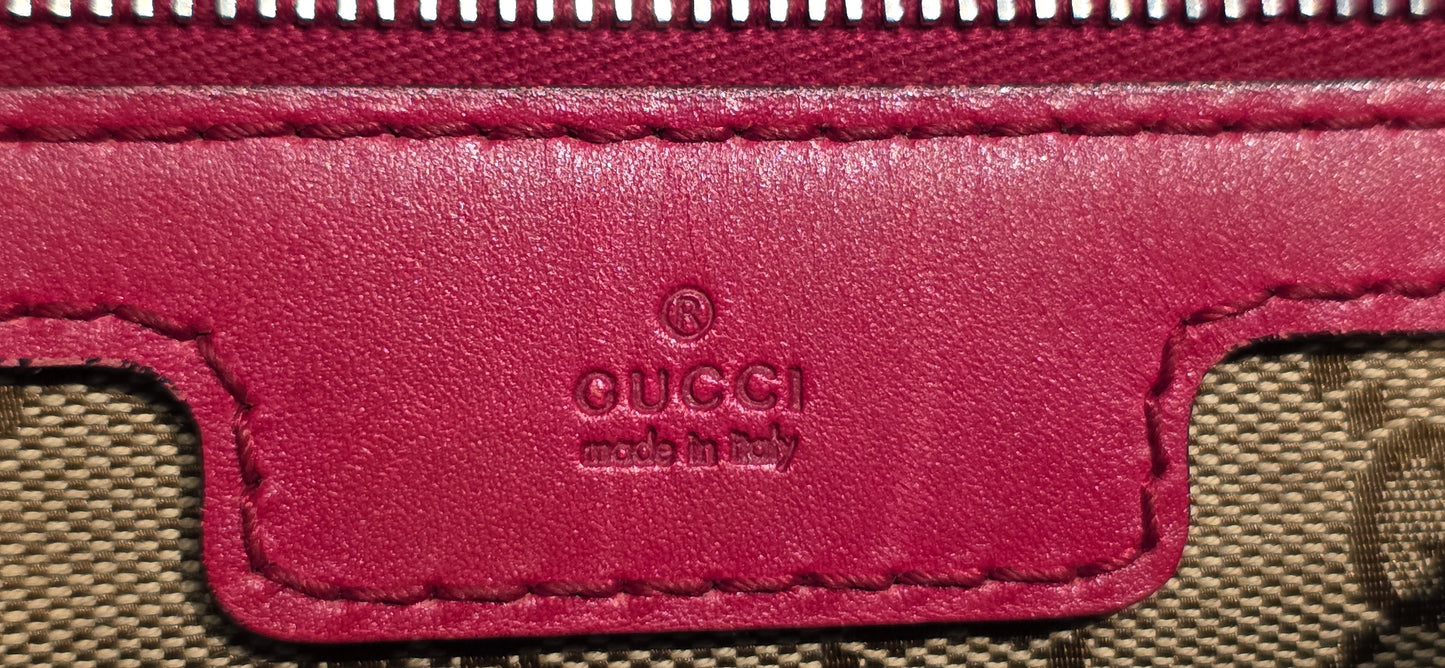 Authentic Gucci Boston Bag with Red Leather Trims