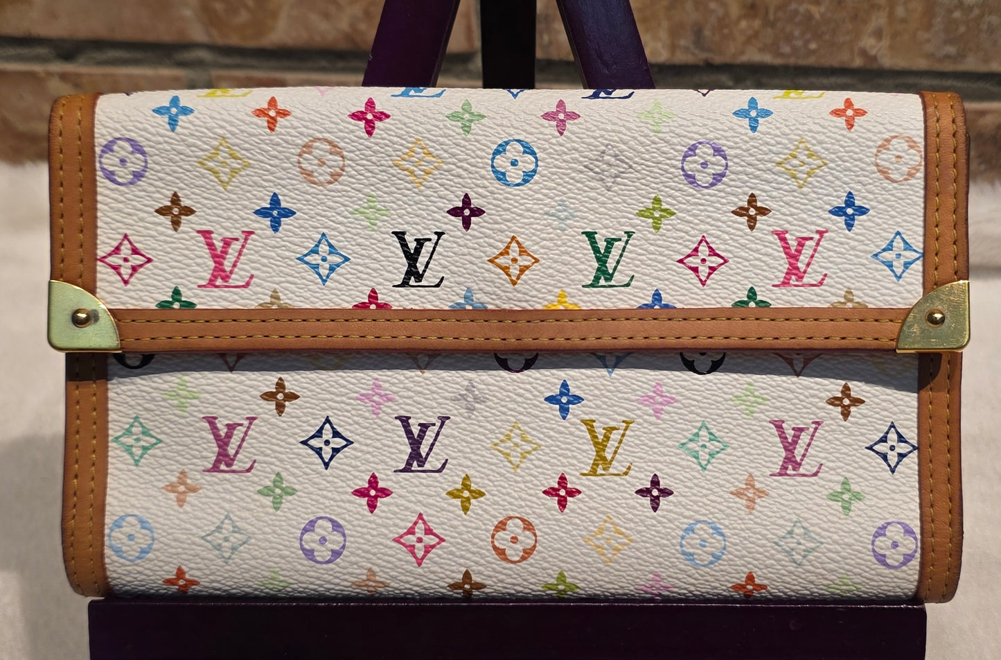 Authentic Louis Vuitton Multicolor Blanc Porte Tresor Wallet