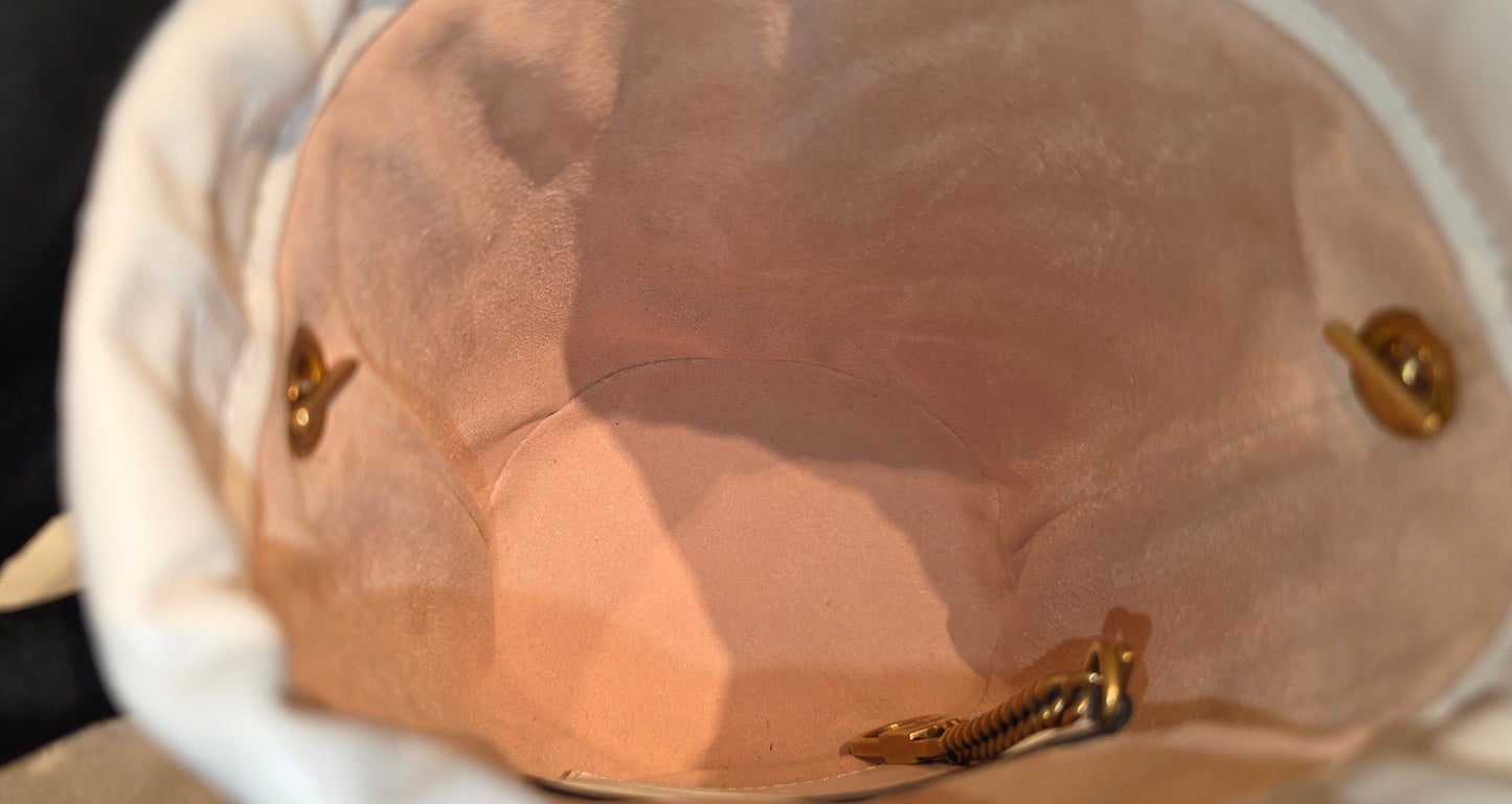 Authentic Gucci Marmont Mini Bucket Bag in Off White
