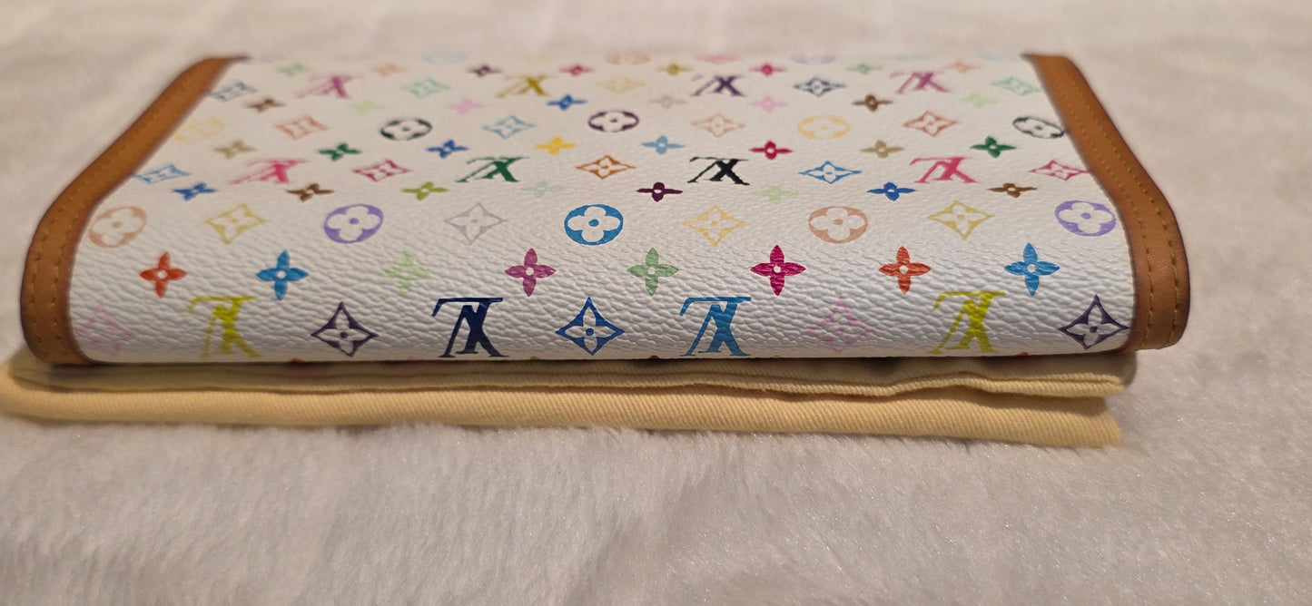 Authentic Louis Vuitton Multicolor Blanc Porte Tresor Wallet