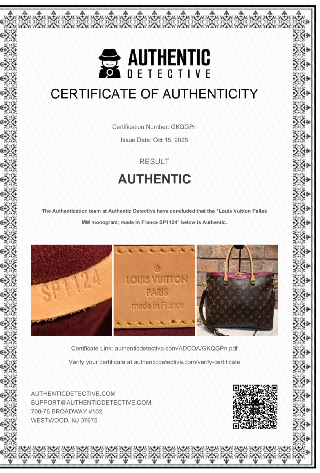 Authentic Louis Vuitton Pallas MM Aurore