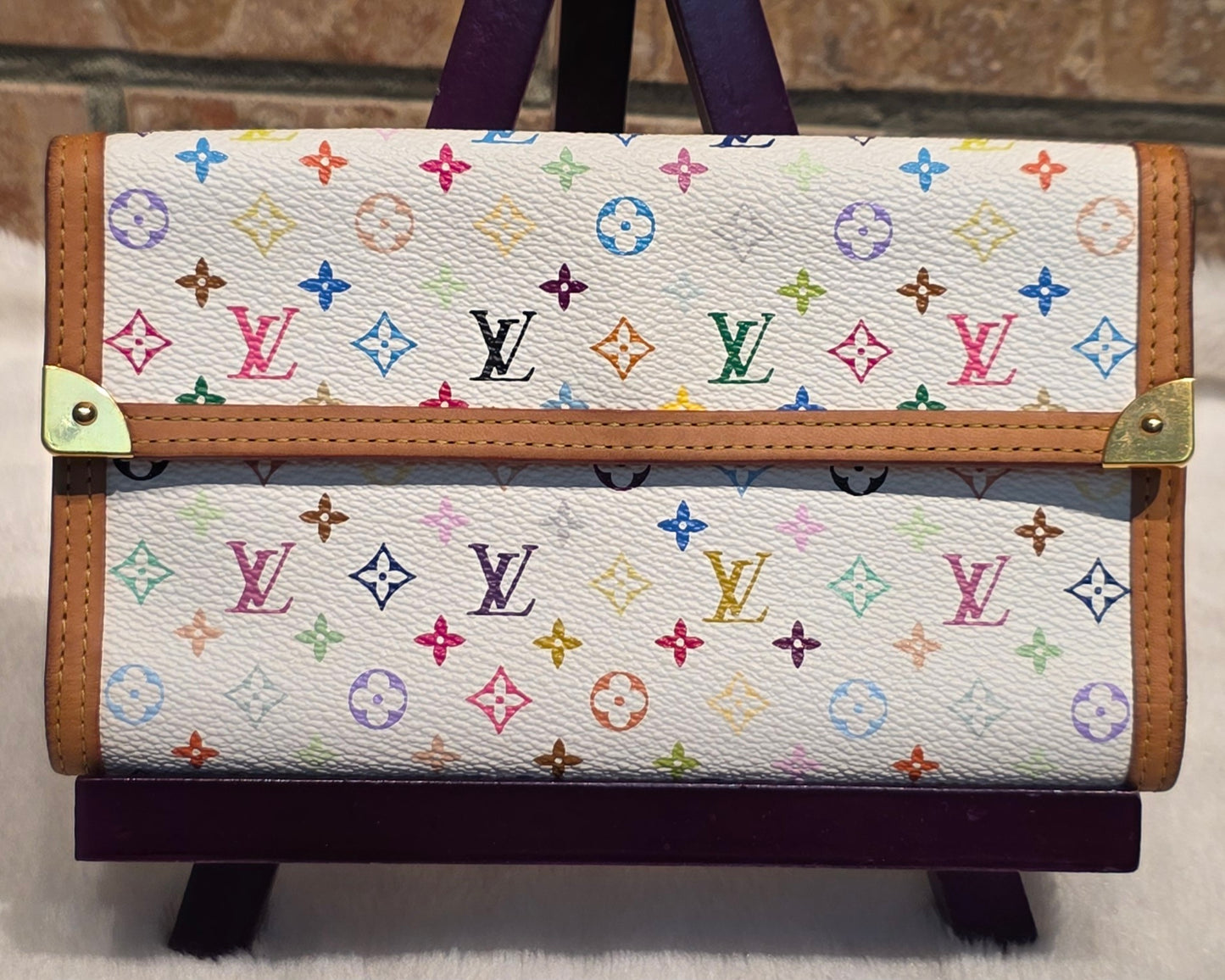 Authentic Louis Vuitton Multicolor Blanc Porte Tresor Wallet