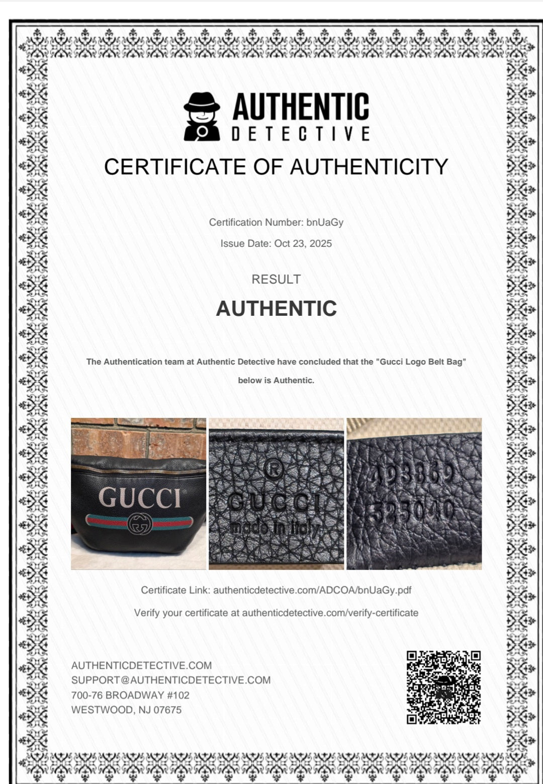 Authentic Gucci Logo Print Belt Bag - Large