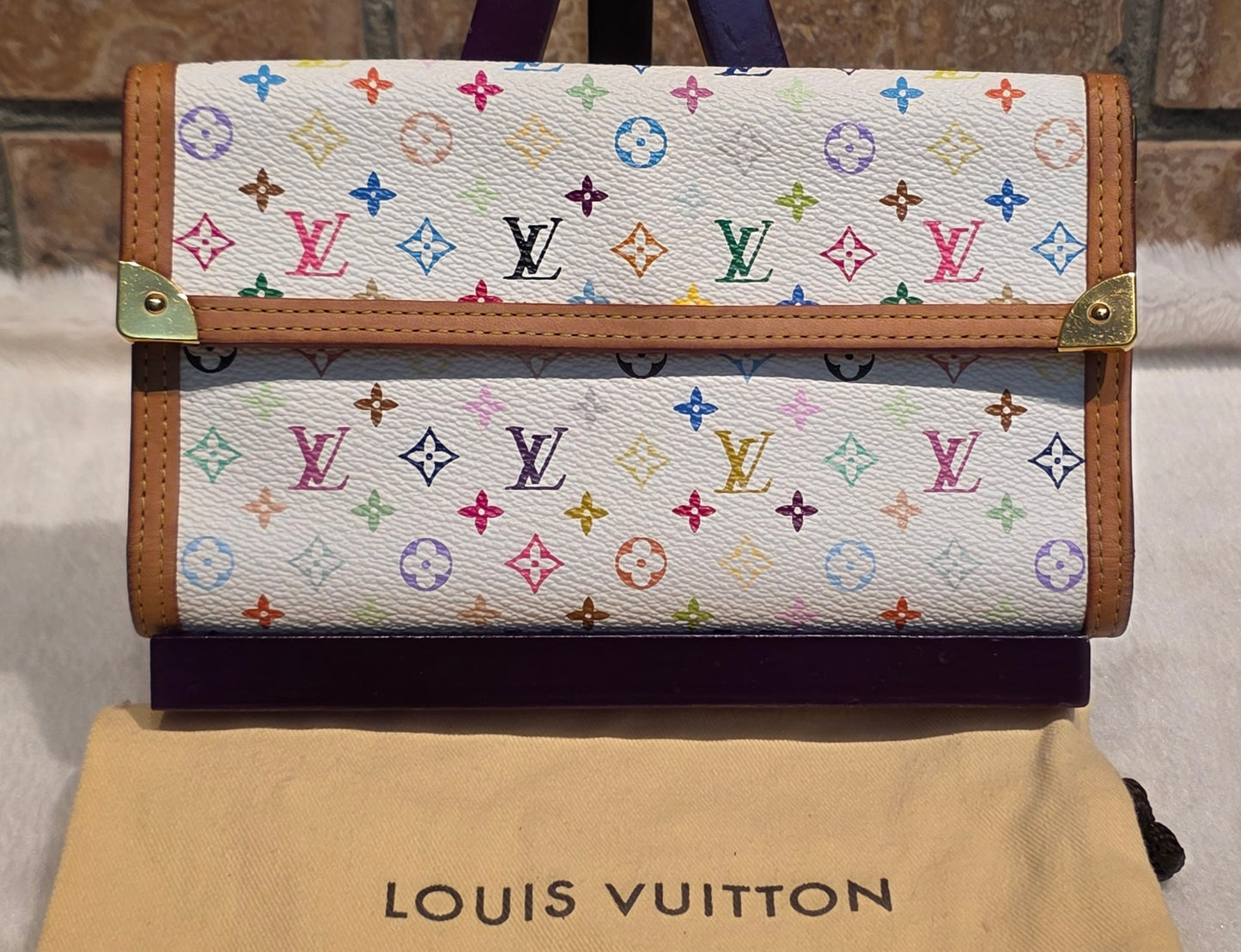 Authentic Louis Vuitton Multicolor Blanc Porte Tresor Wallet