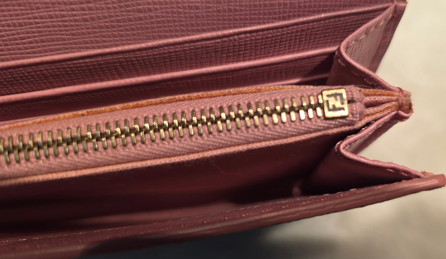 Authentic Fendi Pink OMBRE Zucca Long Wallet