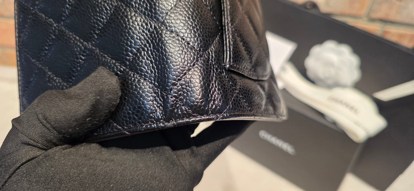Authentic Chanel Caviar Long Walllet - Black