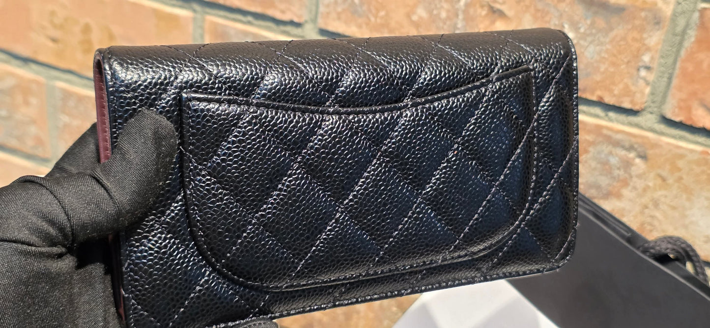 Authentic Chanel Caviar Long Walllet - Black