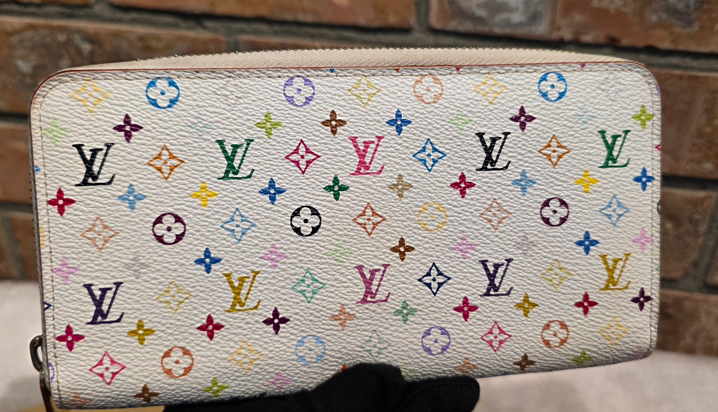 Authentic Louis Vuitton Multicolor White Zippy Wallet