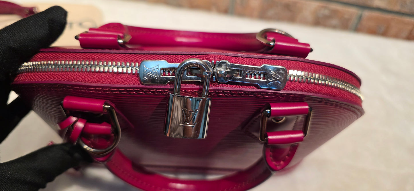 Authentic Louis Vuitton Alma BB Epi Leather in Fuchsia