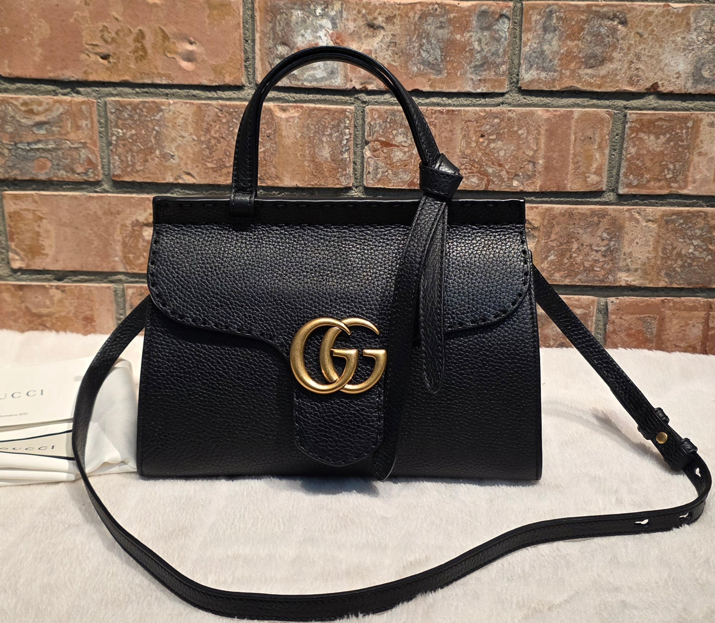 Authentic GG Marmont Top Handle Mini Black