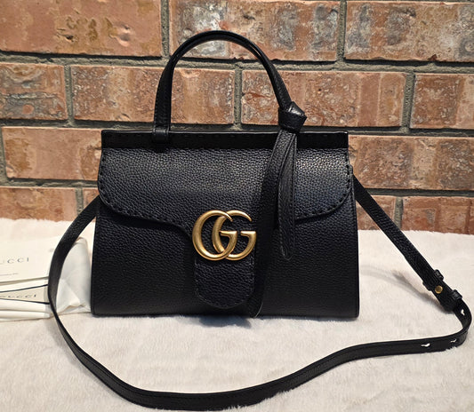 Authentic GG Marmont Top Handle Mini Black