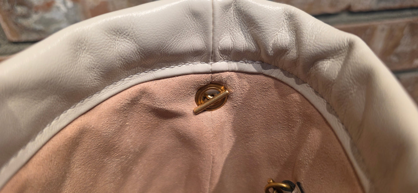 Authentic Gucci Marmont Mini Bucket Bag in Off White