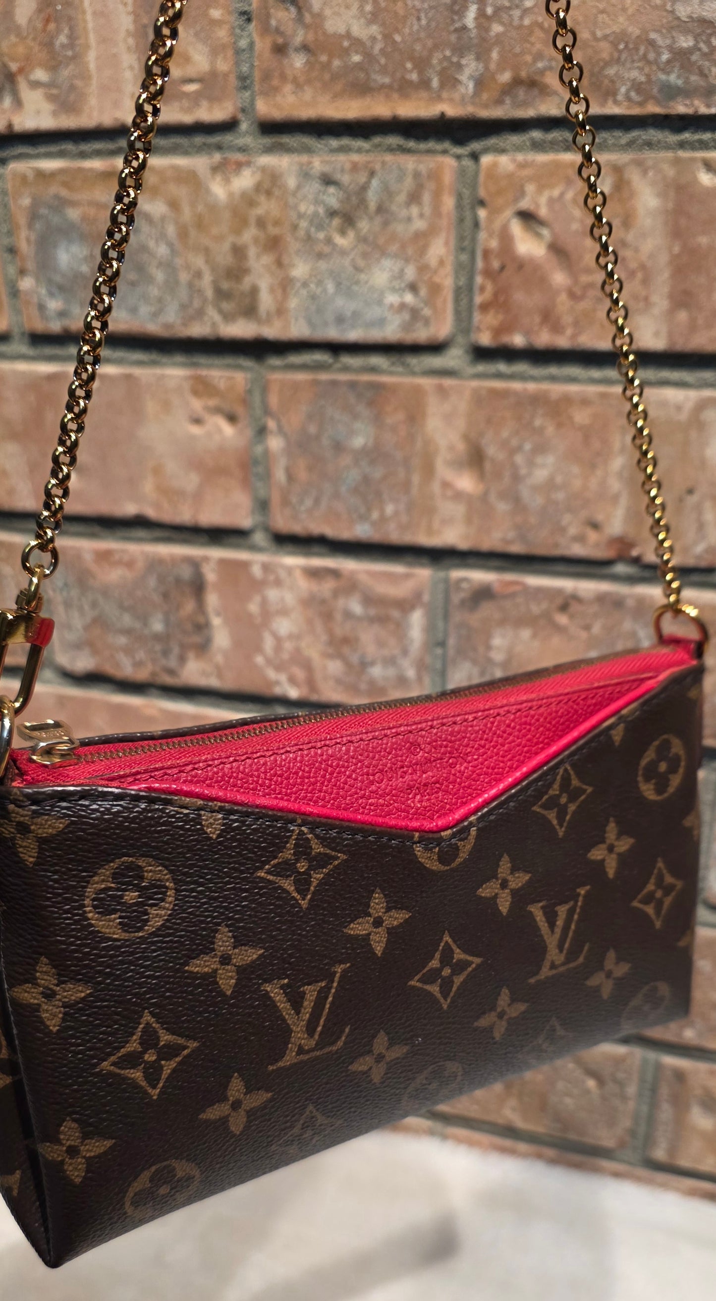 Authentic Louis Vuitton Pallas Clutch Red