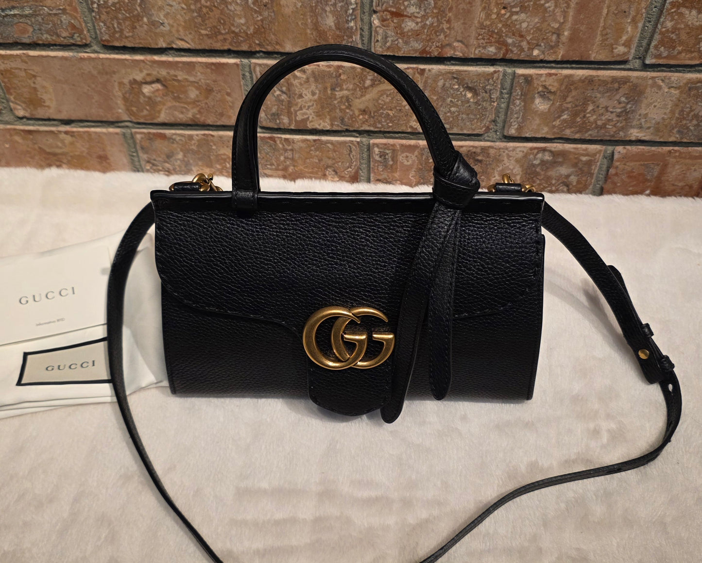 Authentic GG Marmont Top Handle Mini Black