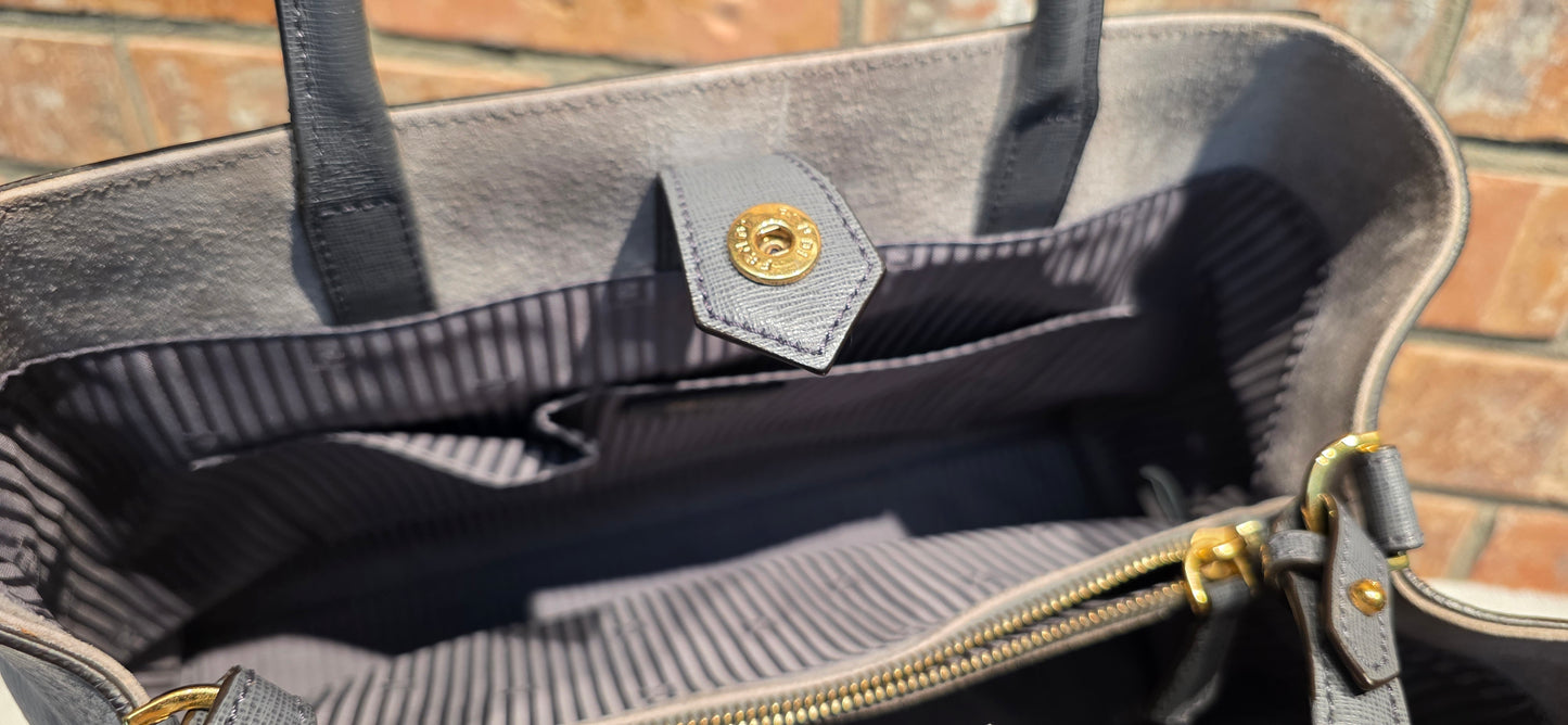 Authentic FENDI Saffiano Leather 2Jours Tote in Gray