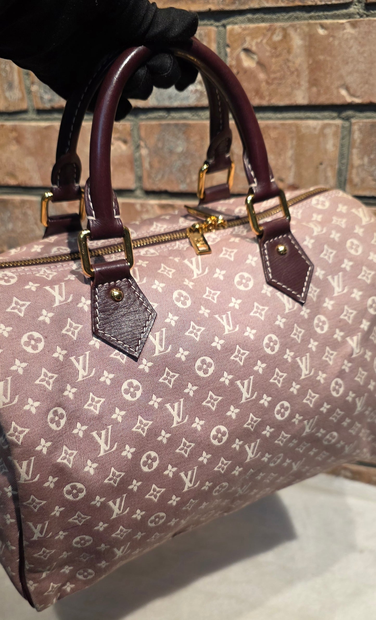 Authentic Louis Vuitton Speedy Bandouliere 30 Mini Lin (Sepia)