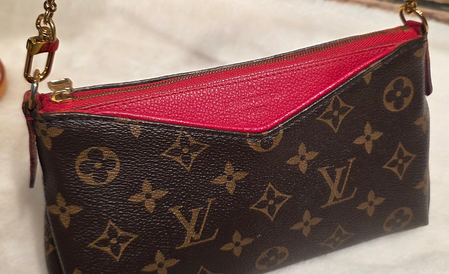 Authentic Louis Vuitton Pallas Clutch Red