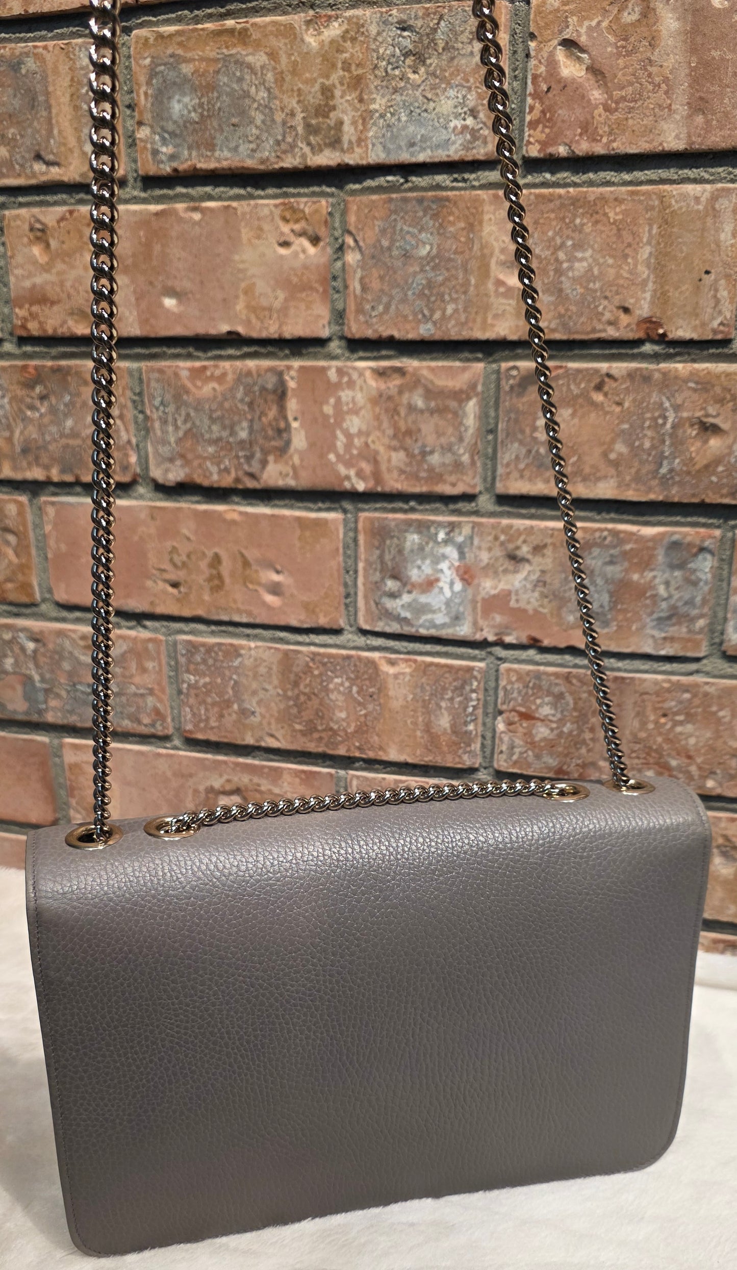 Authentic Gucci Interlocking GG Shoulder Bag in Gray