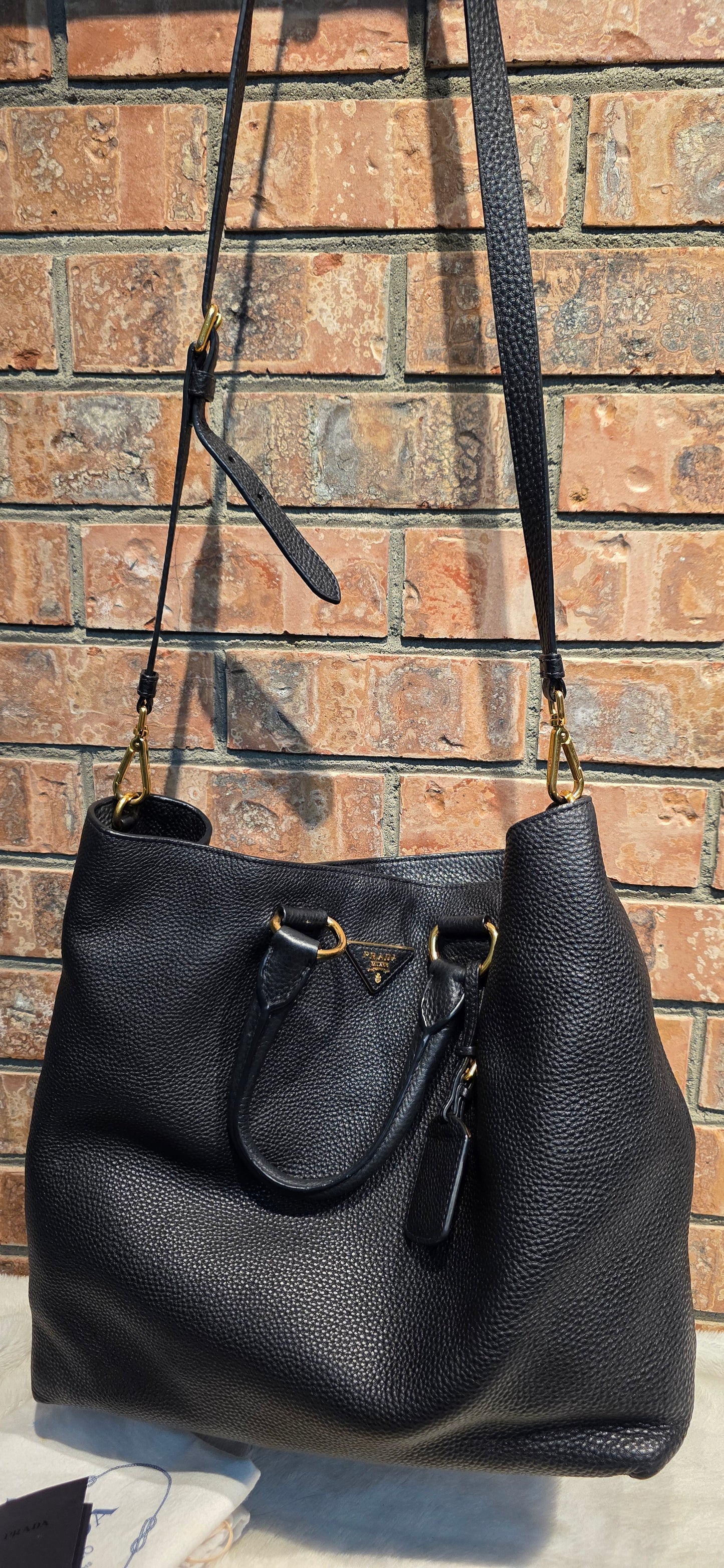 Authentic Prada Vitello Daino Leather Shopping Tote