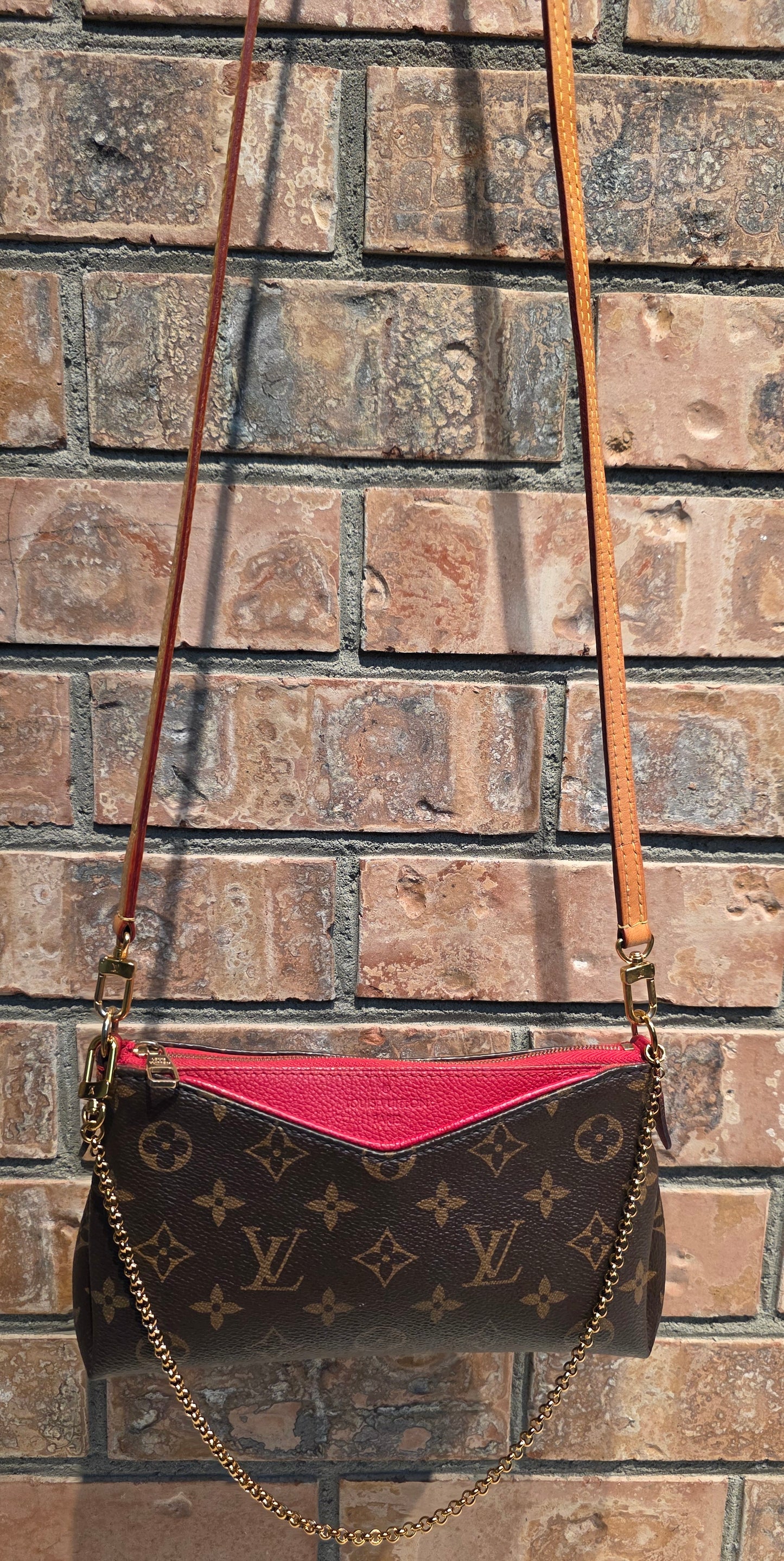 Authentic Louis Vuitton Pallas Clutch Red