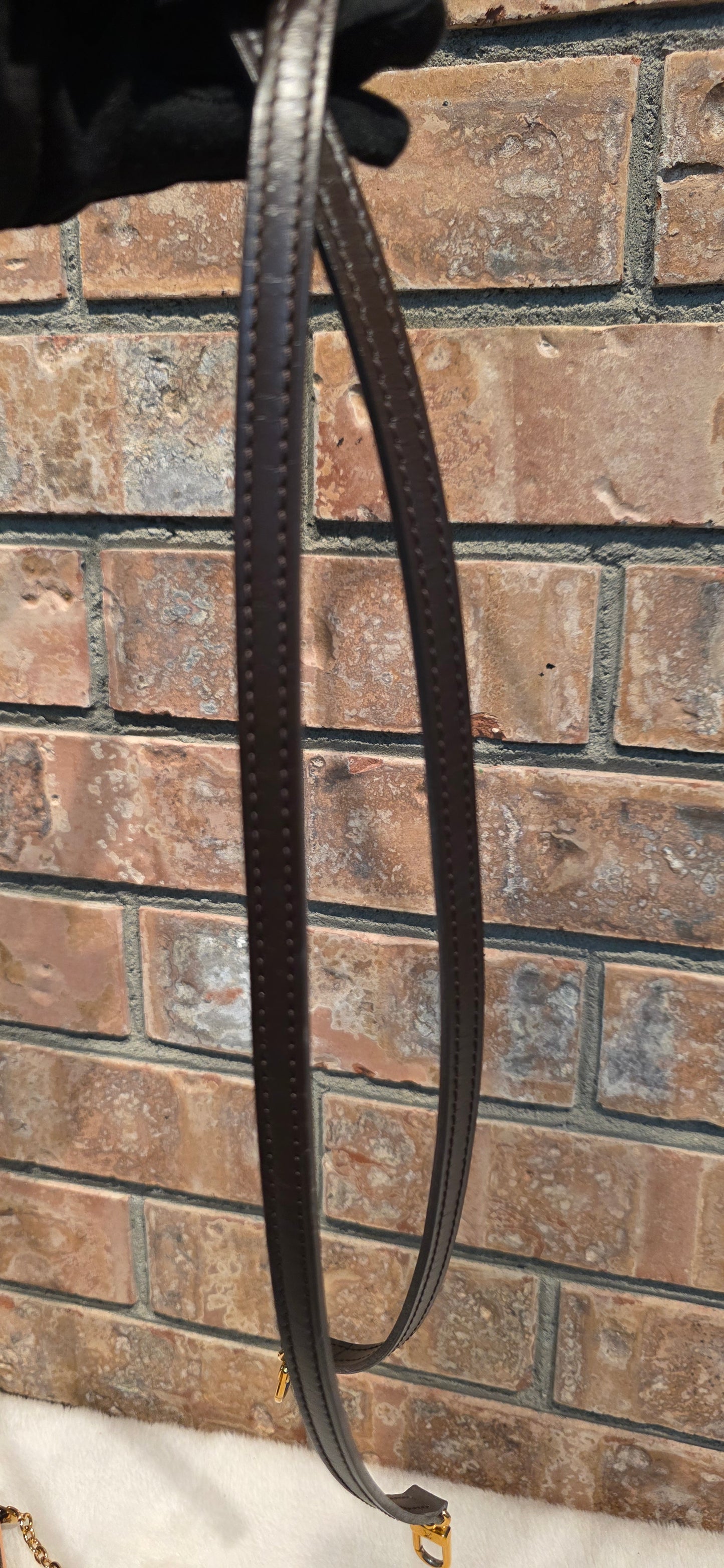 Authentic Louis Vuitton Double Zip Pochette Damier Ebene with Extra Authentic Leather Strap
