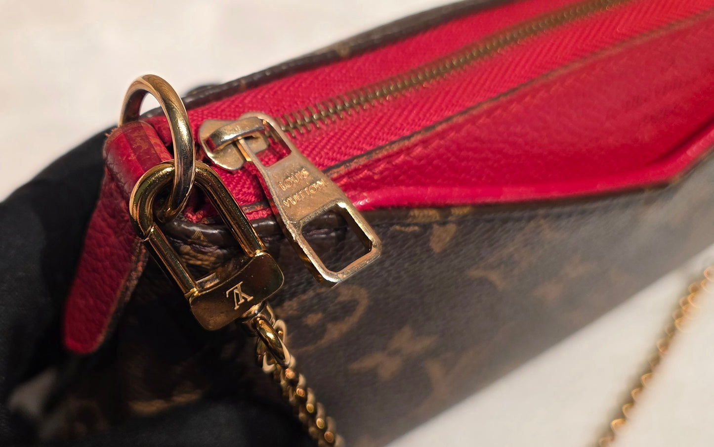 Authentic Louis Vuitton Pallas Clutch Red