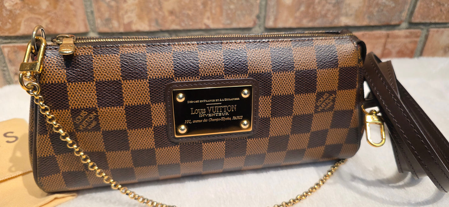 Authentic Louis Vuitton Eva Damier Ebene Crossbody