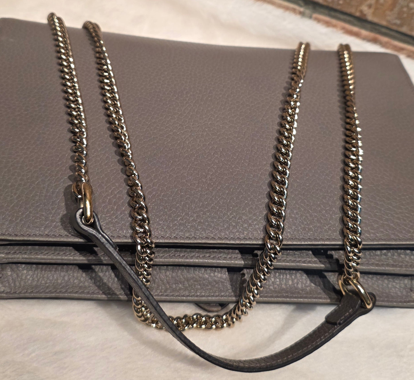 Authentic Gucci Interlocking GG Shoulder Bag in Gray