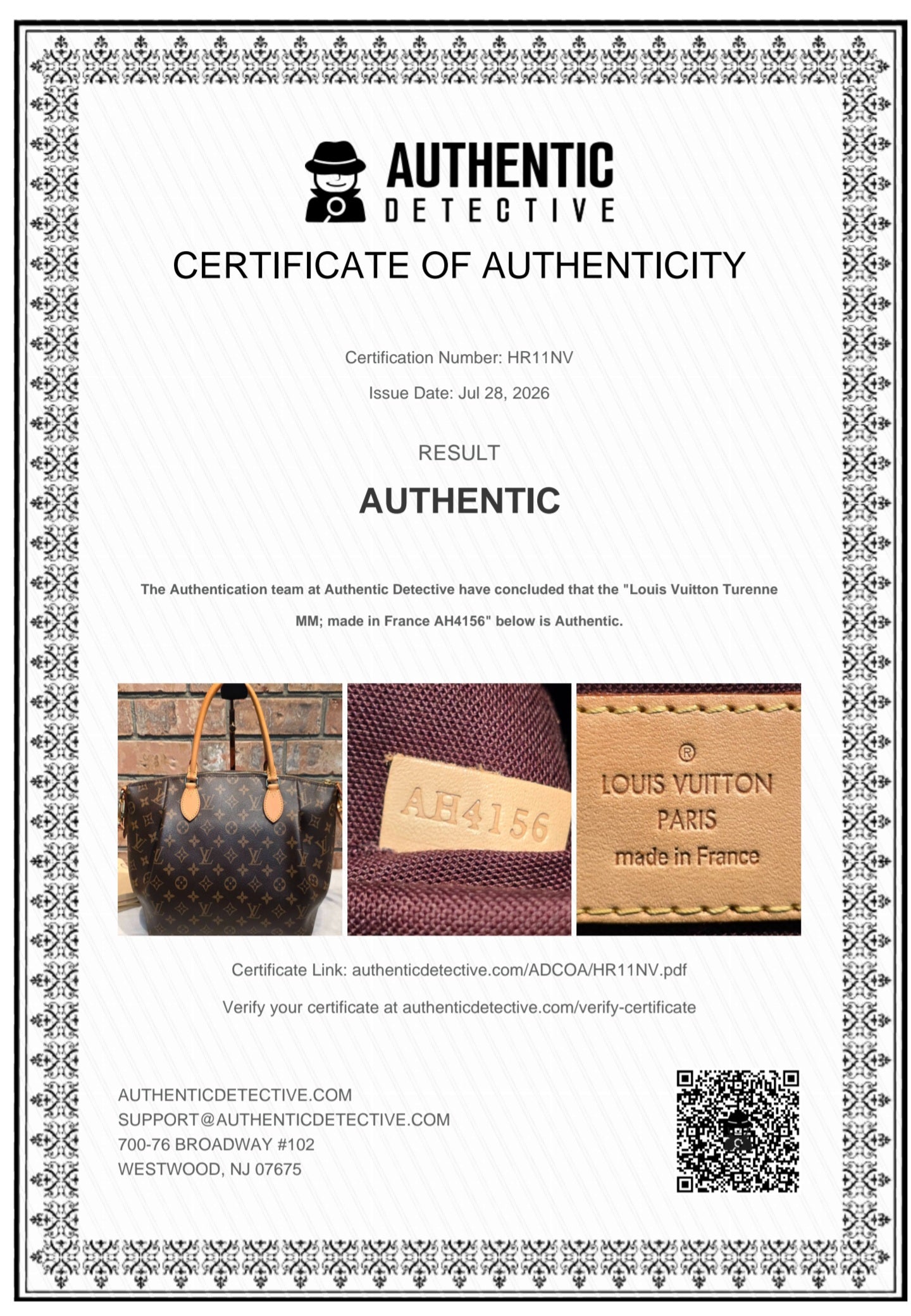 Authentic Louis Vuitton Turenne MM