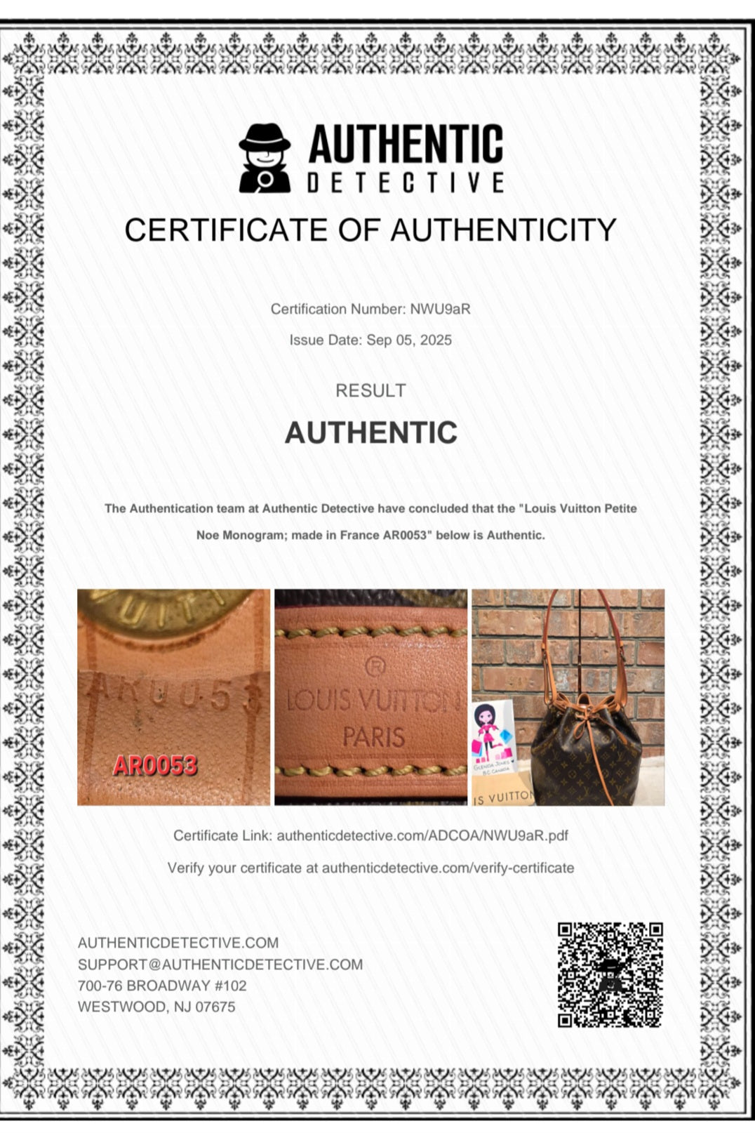 Authentic Louis Vuitton Petite Noe Monogram