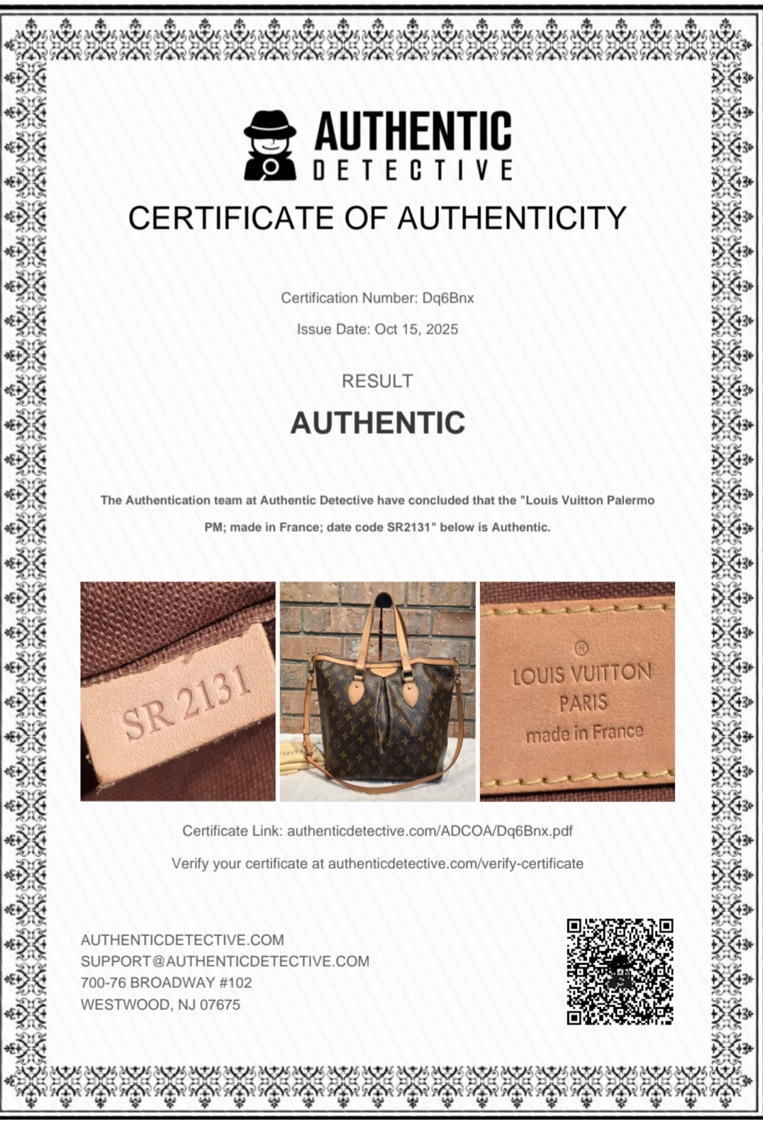 Authentic Louis Vuitton Palermo PM