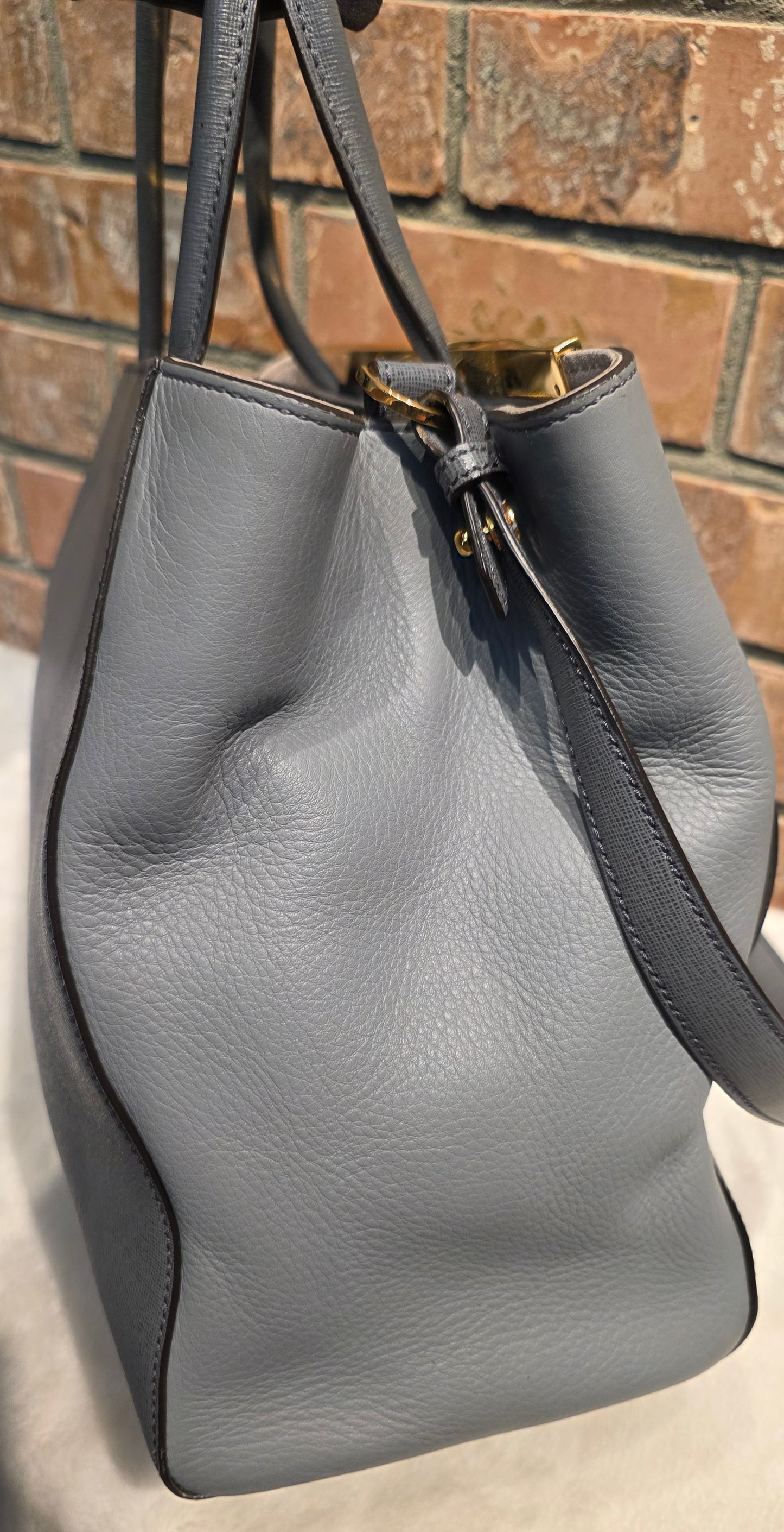 Authentic FENDI Saffiano Leather 2Jours Tote in Gray