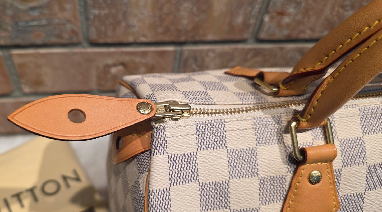 Authentic Louis Vuitton Speedy 30 Damier Azur