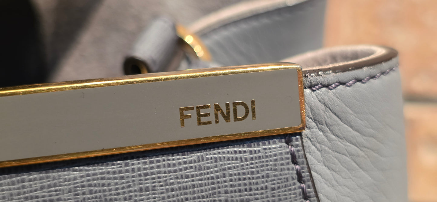 Authentic FENDI Saffiano Leather 2Jours Tote in Gray