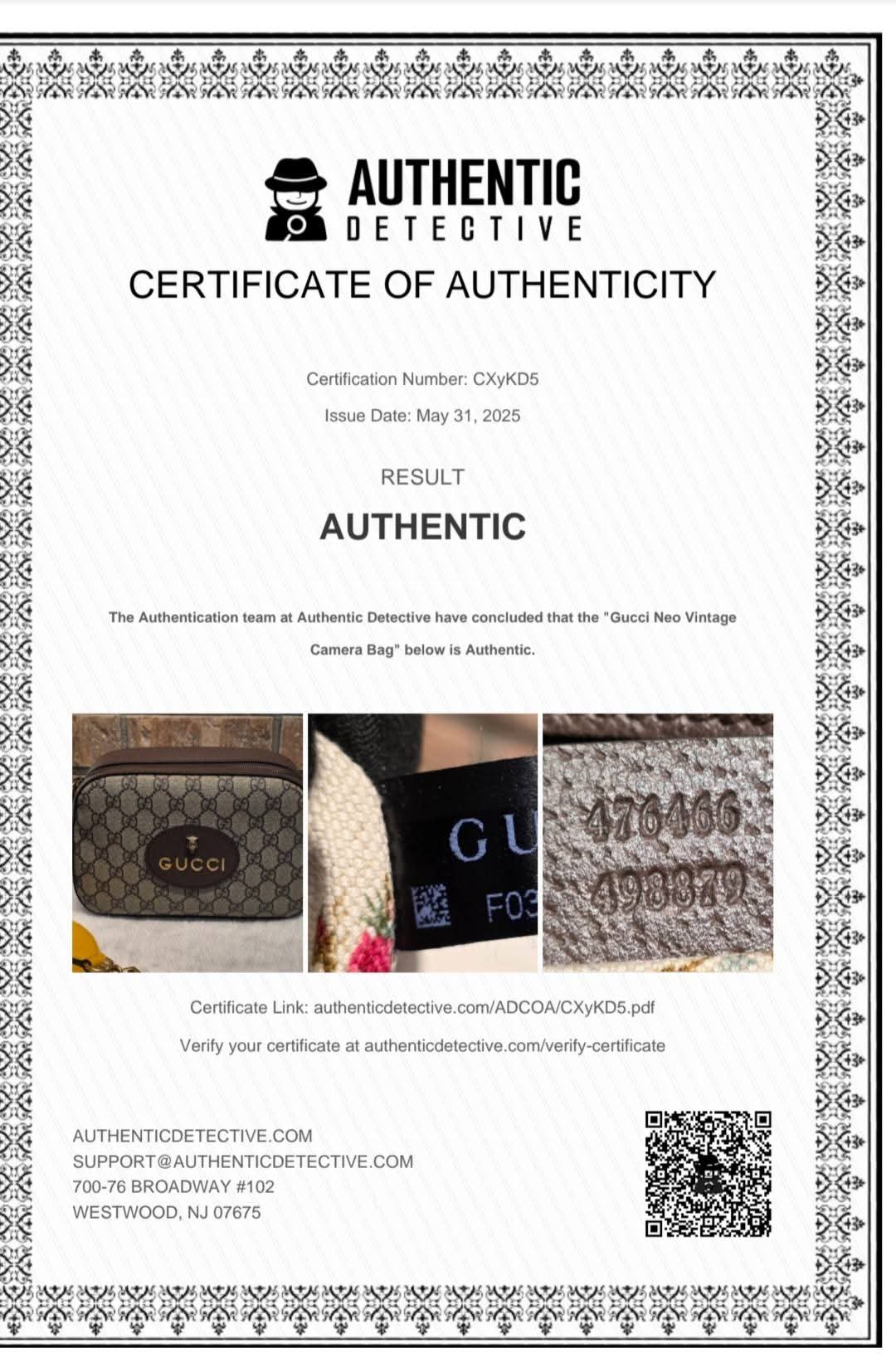 Authentic Gucci Neo Vintage Camera Bag