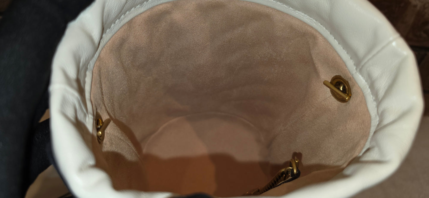 Authentic Gucci Marmont Mini Bucket Bag in Off White