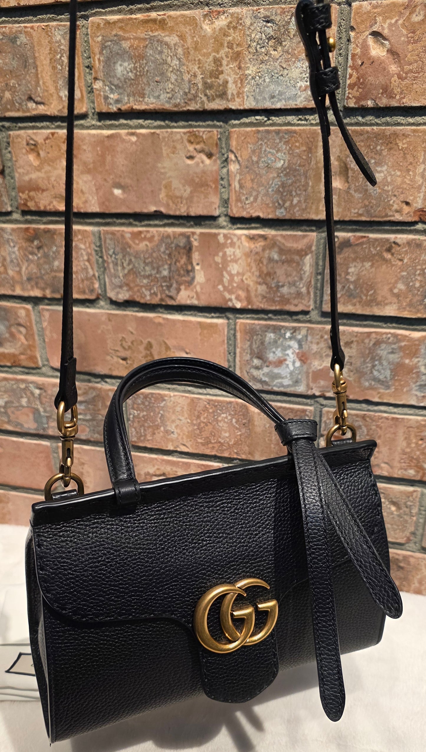 Authentic GG Marmont Top Handle Mini Black