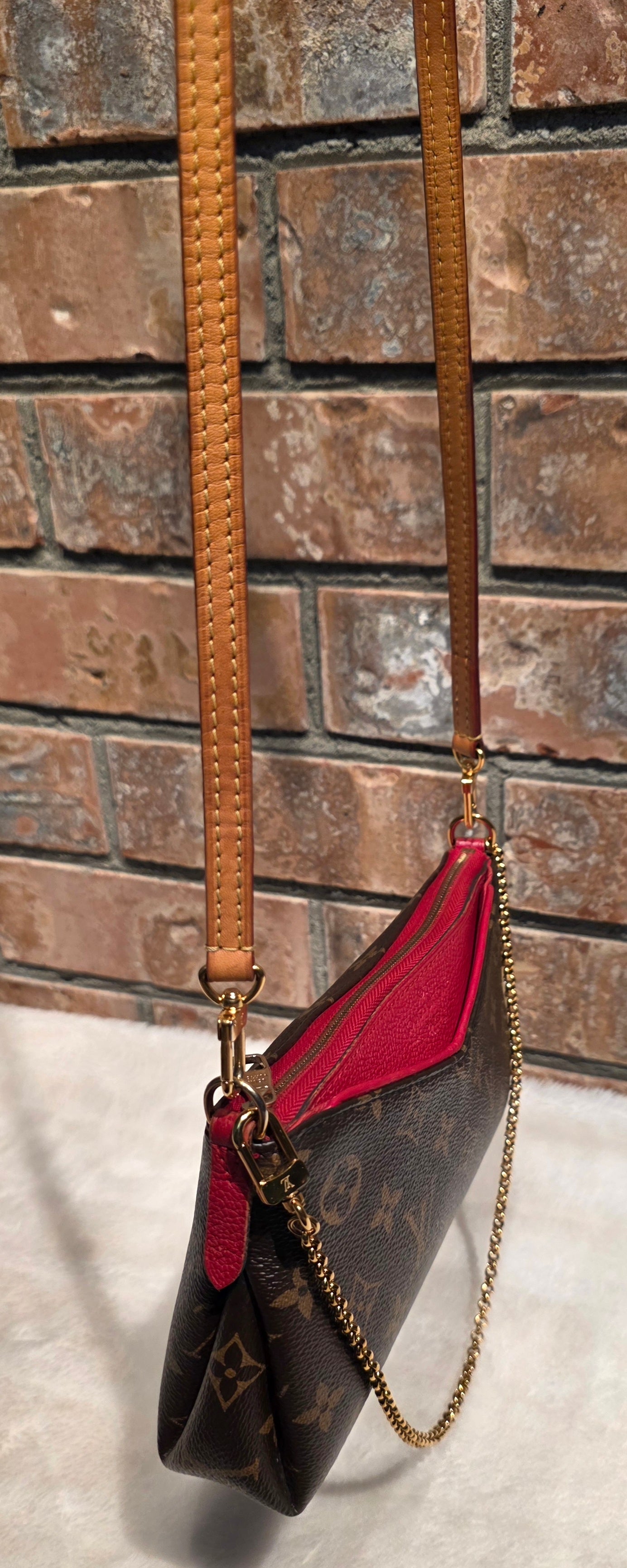 Authentic Louis Vuitton Pallas Clutch Red