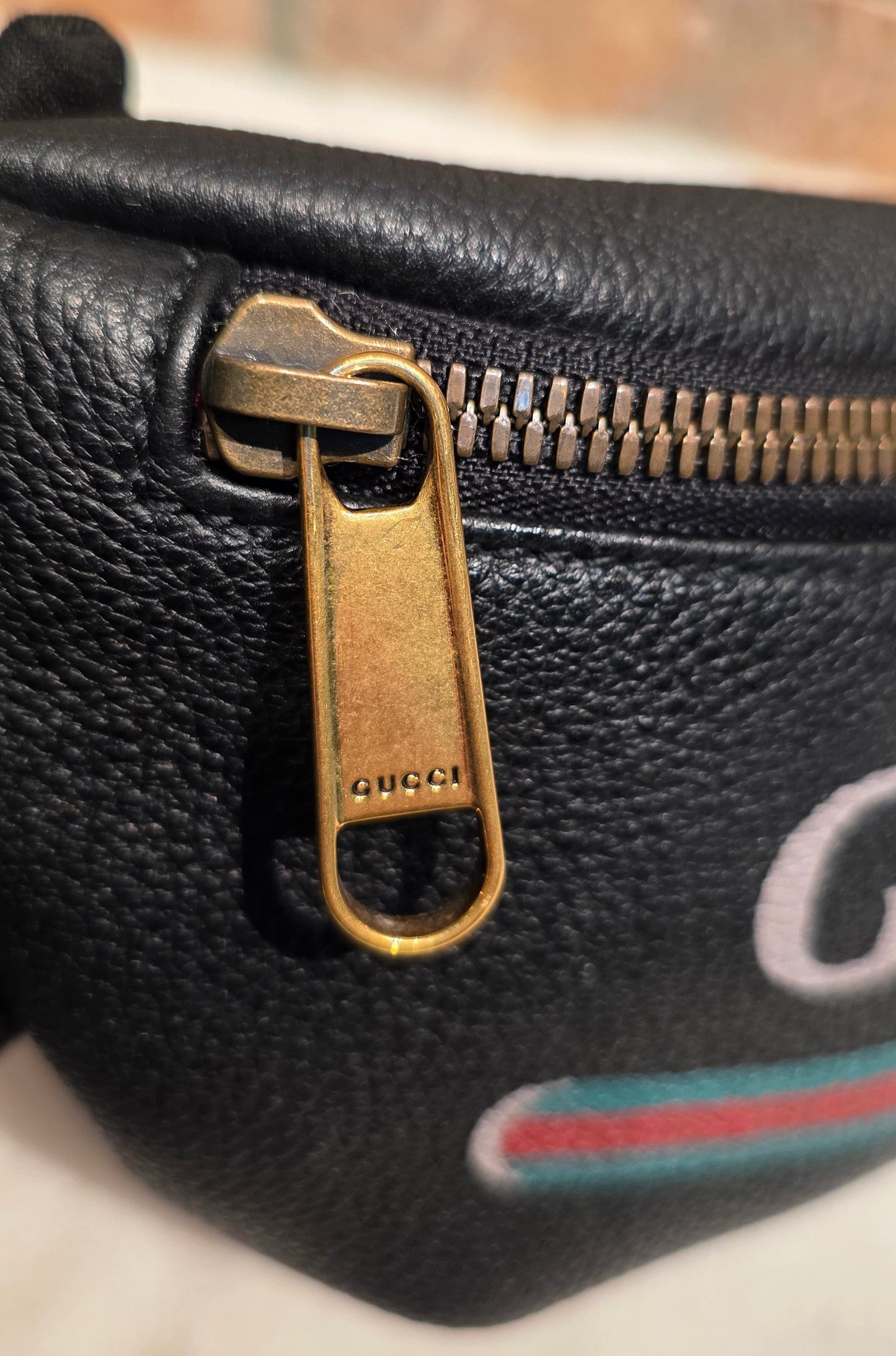 Authentic Gucci GG Logo Print Belt Bag - Small