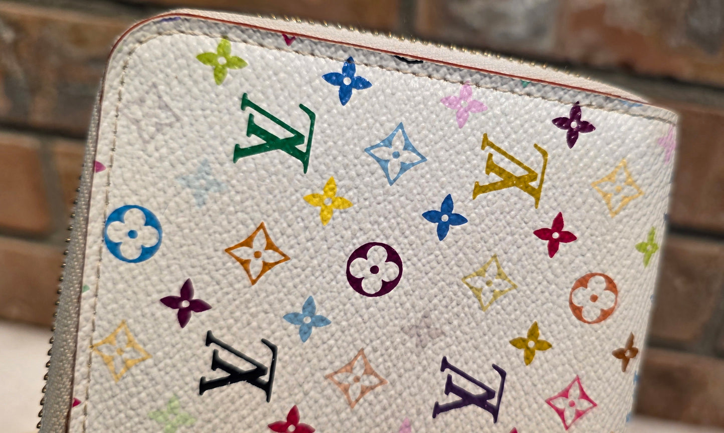 Authentic Louis Vuitton Multicolor White Zippy Wallet