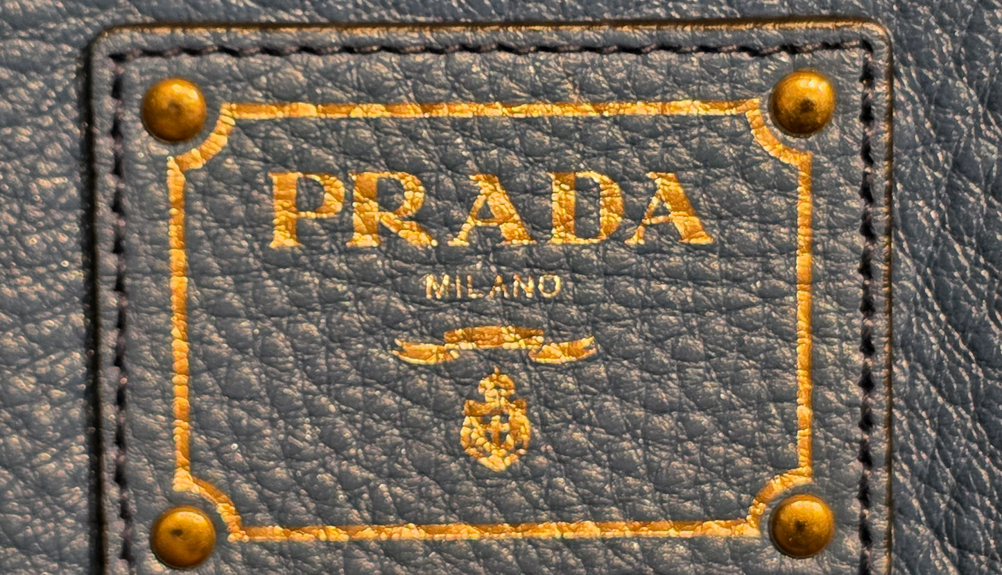 Authentic Prada Vitello Daino Leather Tote in Cobalt/Blue