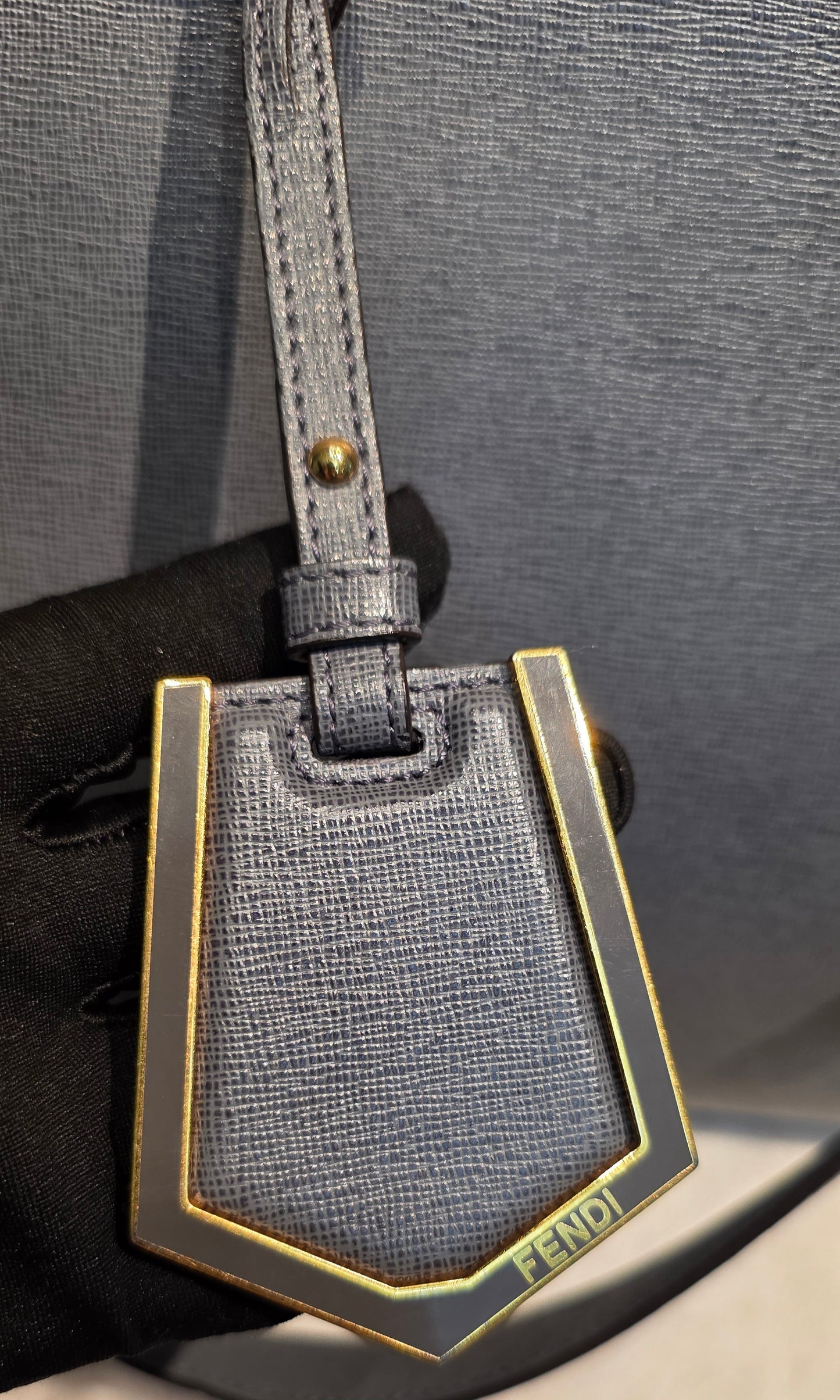 Authentic FENDI Saffiano Leather 2Jours Tote in Gray