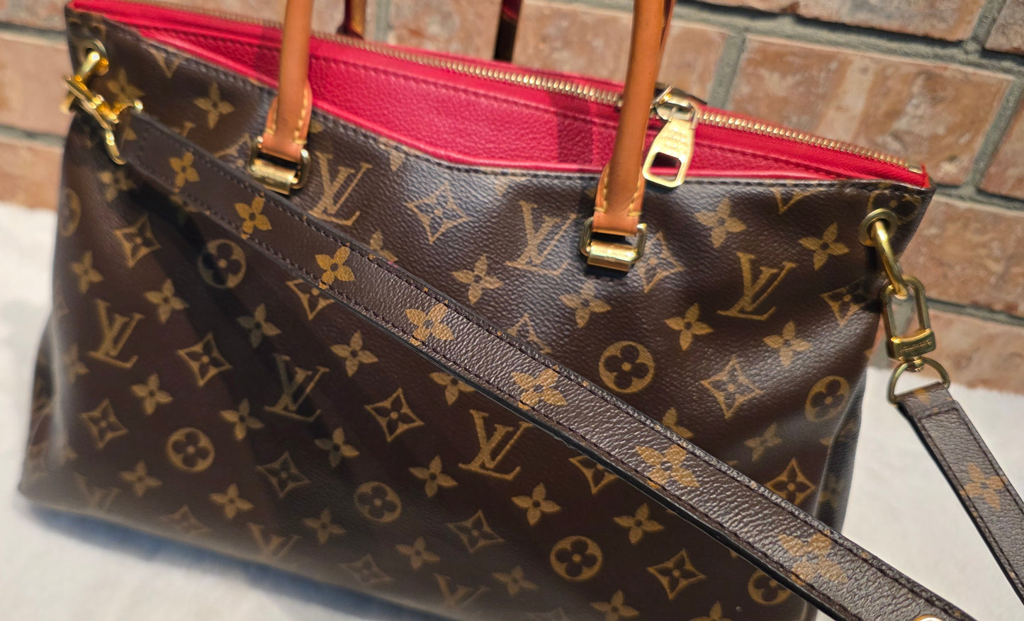 Authentic Louis Vuitton Pallas MM Red